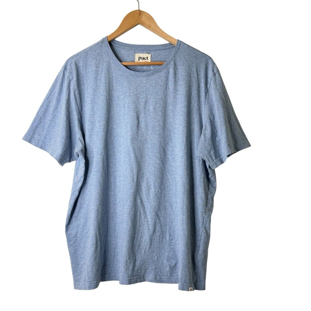 PACT 100% Organic Cotton Crewneck T-Shirt Mens XL Short Sleeve Blue Heather